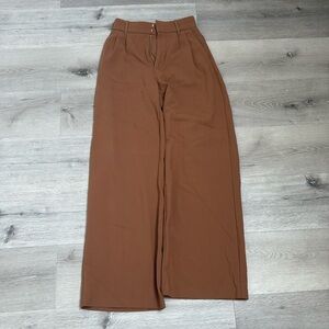 Abercrombie & Fitch Women's Tan Wide Leg Pleated Trouser Pants